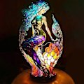 Miniatyrbilde 1 av 2: Retro Fargede Glass Dyr Bordlampe mermaid