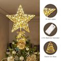 Miniatyrbilde 3 av 5: Gyllen julstjernetopp med 20 LED-lys for juletreet