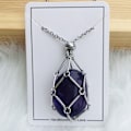 Miniatyrbillede 5 af 10: Krystalholder Bur Halskæde Krystal Net Metal Halskæde SØLV Sølv Lapis Lazuli-Lapis Lazuli Silver
