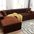 Miniatyrbillede 1 af 5: Nem at rengøre og udskifte tykke sofaovertræk i elastisk stof coffee