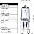 Pikkukuva 5 / 5: 10 kpl G9 28w/40w Himmennettäviä 370 Lumenin C-luokan halogeenilamppuja