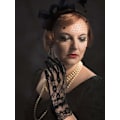 Miniatyrbilde 3 av 4: Sløyfe fascinator hatt fjær slør mesh pannebånd og kort blonder