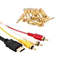 Miniatyrbilde 2 av 5: 7 par åpne skrue bananplugger med til RCA-kabel 1080p hann til 3 RCA S-video AV lydkabel ledning A