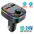 Pikkukuva 2 / 11: Bil Trådlös Bluetooth FM-sändare MP3, USB, TYPE - C Laddare BlackA straight bar