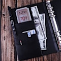 Miniatyrbillede 3 af 5: Læder A5 Ringbind Planner Notebook Planner med magnetlås (indre papir medfølger ikke) - Sort Black