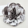 Stor Blombrosch Mode Fransk Badge Satin Prydnadsnål-FA- Grey