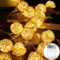 Miniatyrbillede 2 af 5: Batteridrevet 20 LED-lyssnor, 16,4ft 20 Globe Rattan Ba