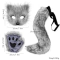 Miniatyrbillede 3 af 6: Kunstig Pelsræv Hale Kat Varulv Cosplay Kostume Sæt Plys Maske Fluffy Poter Handsker Halloween Jul Rødbrun og Hvid Red brown and white One Size