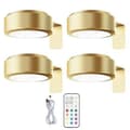 Wall Mounted Wireless Picture Light with Remote Control, Dimmable 13-Color RGB Golden-FA- golden 4pcs