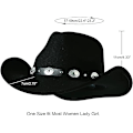 Miniatyrbillede 2 af 5: Kvinder Mænd Filt Bred Skygge Western Cowboyhatte Bæltespænde Panama H