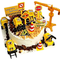 Miniatyrbillede 1 af 5: 18 stk Byggekage Toppers Sæt Gravemaskine Tårnkran Cupcake Topper Trafik- og Vejskilte Dekoration Tillykke med fødselsdagen Party Su