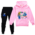 Miniatyrbillede 1 af 3: Drenge Piger Regnbuevenner Roblox Hoodies Træningstøj Topper + Bukser Pink Pink 140cm