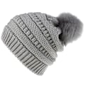 Miniatyrbilde 2 av 2: Mote retro hodeplagg dame ensfarget ullkule strikket lue Light gray