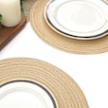 Pikkukuva 5 / 5: Pöytätabletit, 6 kpl:n setti, Khaki 38x38cm Pyöreä kudottu pöytätabletti Pestävä H-FA6- G