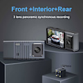Miniatyrbillede 4 af 9: Dashcam - Front og bagside Indeni 1080P Dashkamera til Biler, 3-kanals Dashcam Trevejs Bilkamera med Infrarød Nattesyn, Loop-optagelse, APP C-XM4-