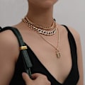 Miniatyrbilde 2 av 4: Rhinestone Curb Cuban Link Chain Choker for Women Unisex Cool