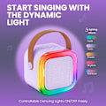 Pikkukuva 7 / 7: Karaokemikrofoni lapsille ja aikuisille, kannettava Bluetooth Mini Karaoke Mikrofoni Laululaite 2 mikrofonilla ja valolla, lelut Purple