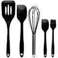 Miniatyrbillede 1 af 5: 5-pak silikone non-stick køkkenredskabs sæt til madlavning Svart