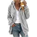 Miniatyrbillede 1 af 5: Dames Vinter Fuzzy Fleece Jakke Med Lynlås Lomme Løstsiddende Jakke Dames Tøj Teddy Fleece Jakke Langærmet Vinterjakke Yderbeklædning Streetwear X16 Grå X16 Grey M