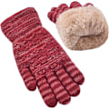 Pikkukuva 1 / 5: Naisten Talviset Kosketusnäyttöhanskat, Lämpimät Neulotullhanskat Fleece-Vuorella Kylmää Sää Purplish Red