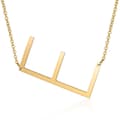 Damehalskjede med sideblokkformet første bokstav, rustfritt stål engelsk bokstav halskjede, gull, E-XF36- E