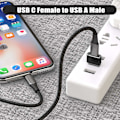 Miniatyrbild 3 av 5: 3-pack USB till USB C-adapter, typ C-hona till USB-hane laddningskabelkonverter