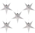 5-pack pappersstjärnlyktor - 45 cm - Juldekorationer (Silver)-FA-