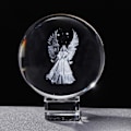 Miniatyrbillede 1 af 5: 6 cm krystal 3D skytsengel statue med krystalbase, boligindretningsdekorationer, mindegave til en speciel person - FA6 -