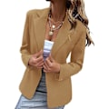 Miniatyrbilde 2 av 4: Kvinners Blazer med En Knapp Kåpe Langærmet Jakke Business Casual Slim Fit Yttertøy Khaki Khaki 2XL