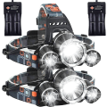 Miniatyrbillede 1 af 5: LED Pandelampe Genopladelig Pandelampe 6000 High Lumen Super Lys Pandelampe, 4 Tilstande, Vandafvisende Sensor Pandelampe Lommelygte, Sikkerhedslys - 2 Pak