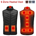 Miniatyrbillede 1 af 7: 9 Zoner Varmevest Vinter Elektrisk Varmevest Vaskbar Varmejakke Termisk Jagtvest Vintervarmejakke Sort XXXL Black