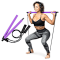 Pikkukuva 1 / 5: Pilates Bar Set Resistance Bands Justerbara Bands Träning Lila Purple