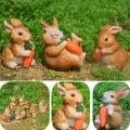 Miniatyrbilde 1 av 5: 3 stk Miniatyr Harpiks Kanin Ornament Kanin Statue Hage Kanin