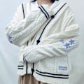 Pikkukuva 1 / 5: Taylor Swift Star Folklore Cardigan Tähti Brodeerat Ylisuuri Neulostuva Nappi Ylös -Paita Beige Beige M