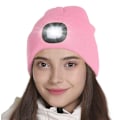 Pikkukuva 1 / 5: LED-valoilla varustettu neulottu pipo lenkkeilyyn pink
