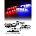 Miniatyrbillede 1 af 5: 16 LED Rød Blå Bil Strobe Blinkende Lys 12V Poli Advarselslys + Fjernbetjening