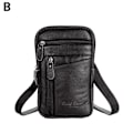 Miniatyrbild 1 av 11: Lädermodetelefonväska för män, bältesväska, crossbody, midjeväska, P - spot black One-size