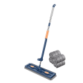 Miniatyrbillede 1 af 11: Roterbart hoved bredt fladt moppe Arbejdsbesparende rengøringsmoppe til hjem i stuen Blue 4 mop pads