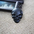 Miniatyrbillede 5 af 5: 3D Metal Sort Dödskalle Bilsticker Logo Emblem Sticker, Dödskalle