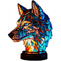 Miniatyrbillede 1 af 4: Dyr Bordlampe Serie Farvet Harts Elefant Drake Ulv Lampe Retro Sengelampe Tiffany Stil Natlampe Bohemian Resin Lampe til Soveværelset - WELLNGS Varg