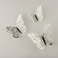 Miniatyrbillede 3 af 3: 12 stk. 3D Metal Sommerfugle, Væghæng - Sølvblad silver 11