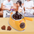 Miniatyrbild 3 av 5: Elektrisk chokladfondue-set - chokladmaskin 220V, chokladgryta, kokare för frukt, spett, doppning, kakor, julklapp till födelsedagsfester, chokladälskare (gul)