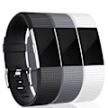 Miniatyrbillede 1 af 9: INF Fitbit Charge 2 armbånd silikone 3-pak (S) Sort/grå/hvid