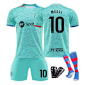 Miniatyrbillede 1 af 2: 23/24 FC Barcelona Anden udebane børnefodboldtrøjesæt med strømper og beskyttelsesudstyr 10 MESSI 10 MESSI M