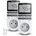 Miniatyrbilde 1 av 5: Digitale programmerbare stikkontakter (2-pakning) med daglig/ukentlig digital timer, LCD-skjerm, tilfeldig tyveribeskyttelse, energisparende, 16A/3680W maks