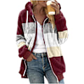 Miniatyrbilde 1 av 5: Dame Vinter Plysj Jakke Med Glidelås Lomme Løstsittende Jakke Dame S Klær Teddy Fleece Jakke Langærmet Vinterjakke Yttertøy Steetwear X13 Vinrød X13 Wine XXL