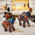 Miniatyrbillede 5 af 5: Maleri Graffiti Elefant Skulptur Harts Dyr Statue Dekoration C