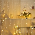 Miniatyrbillede 1 af 4: LED Islygter 5M 96 LED Vindue Gardinljus Vandafast Lysstreng - Varmt Hvid