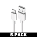 Miniatyrbilde 1 av 4: Hurtiglading Ekstra Lang USB-C Kabel / Lader 5-Pack Vit