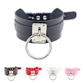 Miniatyrbillede 4 af 5: Punk Gothic Bred PU Læder O-Ring Krage Choker Halskæde Kvinde Black+Silver ring